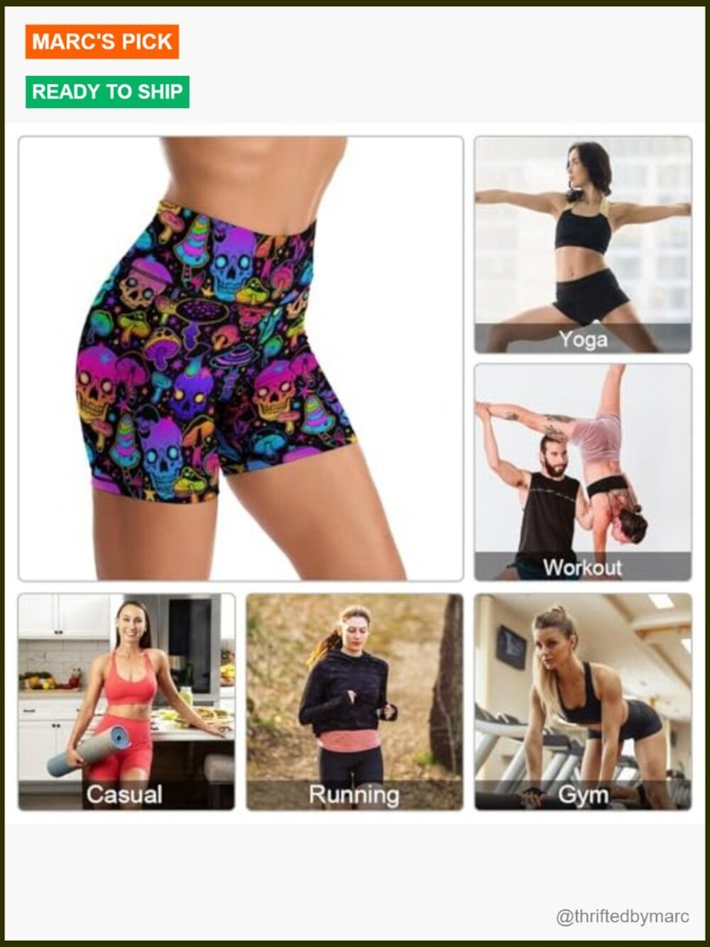 High Waisted Biker Shorts Yoga Athletic Running Workout - Picture 5 of 5